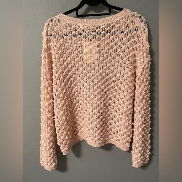 NWT Miracle Open Knit Boxy Pink Crew Neck Sweater. Size S/M - Picture 2 of 8